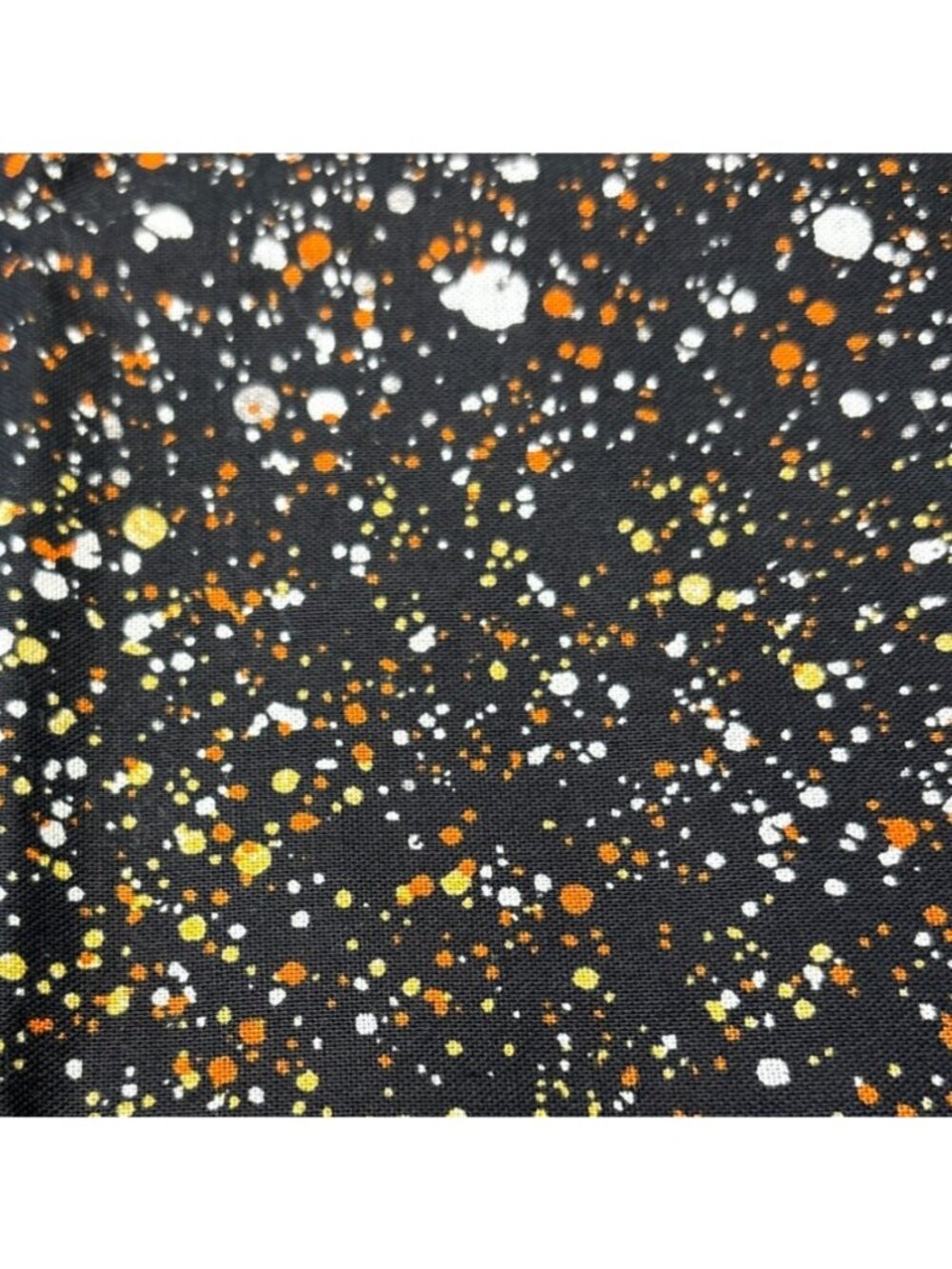 Halloween Splatter Cotton Fabric 1/4 yard 44" Black Orange White Yellow Speckled